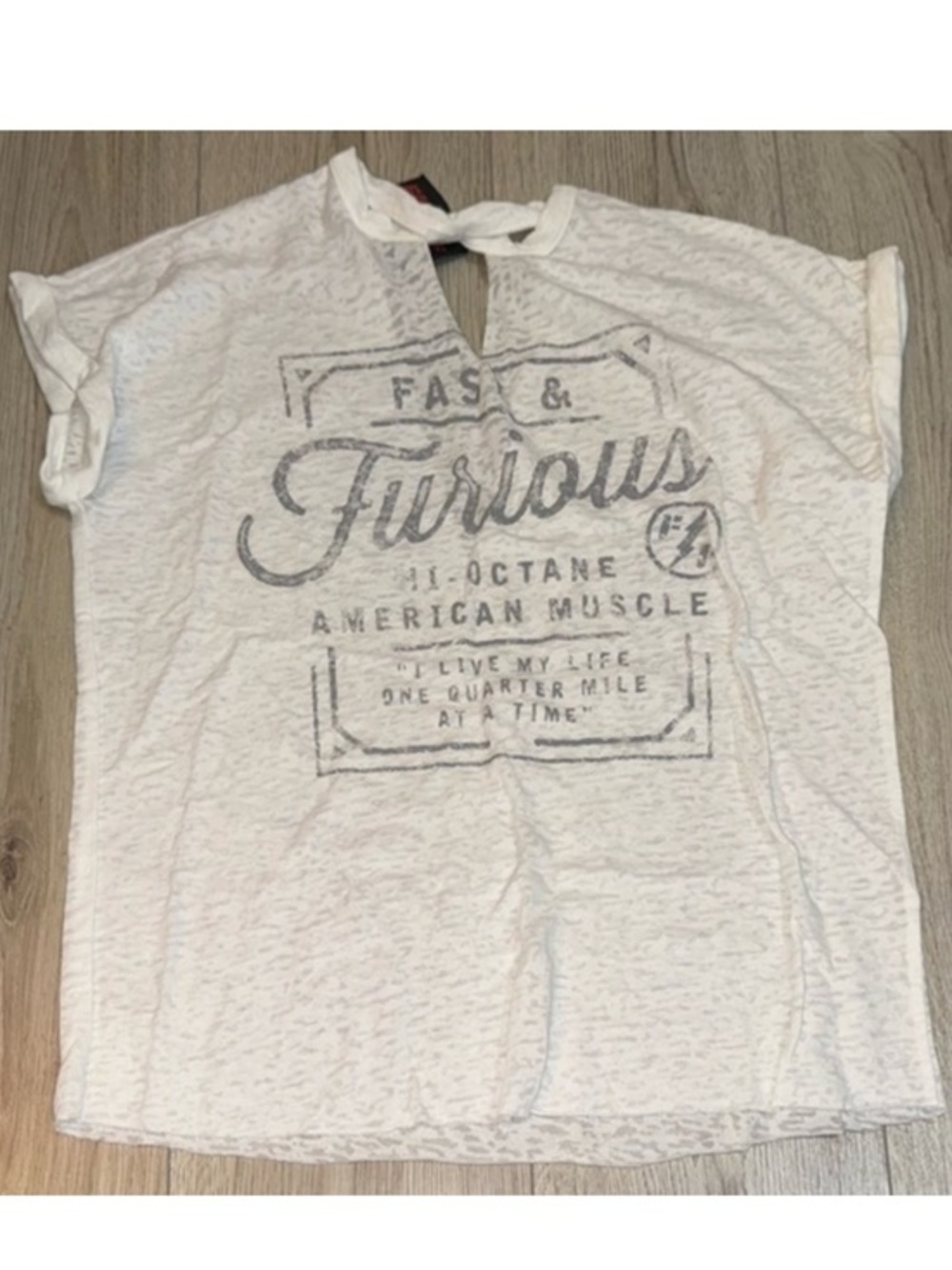 Affliction White grey gray fast and furious Short Sleeve Tee shirt top
